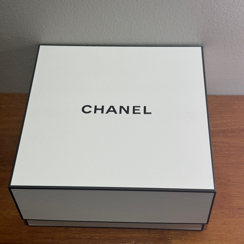 CHANEL Classic White Box with Black Trim
